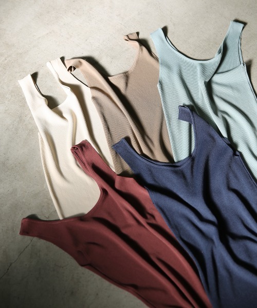 select MOCA（セレクトモカ）の「ラウンドリブタンクトップ（タンクトップ・レディース・レッドパープル/サックスブルー/アイボリー/ネイビー/ブラウン・FREE）」の6枚目の写真