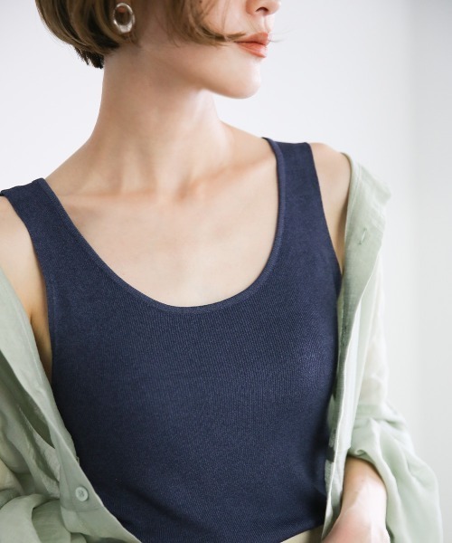 select MOCA（セレクトモカ）の「ラウンドリブタンクトップ（タンクトップ・レディース・レッドパープル/サックスブルー/アイボリー/ネイビー/ブラウン・FREE）」の14枚目の写真