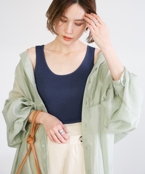 select MOCA（セレクトモカ）の「ラウンドリブタンクトップ（タンクトップ・レディース・レッドパープル/サックスブルー/アイボリー/ネイビー/ブラウン・FREE）」の15枚目の写真