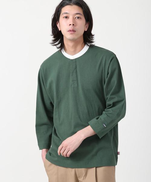 coen(コーエン)の「USAコットンスタンドカラー7分袖Tシャツ(Tシャツ/カットソー・メンズ・ダークグリーン/ネイビー・MEDIUM/SMALL/X-LARGE/LARGE)」の8枚目の写真