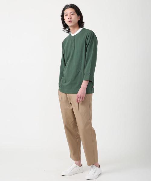 coen(コーエン)の「USAコットンスタンドカラー7分袖Tシャツ(Tシャツ/カットソー・メンズ・ダークグリーン/ネイビー・MEDIUM/SMALL/X-LARGE/LARGE)」の9枚目の写真