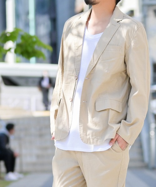 JOHN'S CLOSET（ジョンズクローゼット）の「【i】綿麻 ストレッチ テーラードジャケット（テーラードジャケット・メンズ・ベージュ/ブラック/カーキ/ネイビー・MEDIUM/LARGE/X-LARGE）」の3枚目の写真