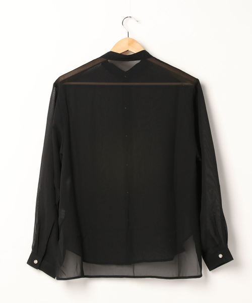 SpRay（スプレイ）の「バンドカラ－サイドスリットシャツ（シャツ/ブラウス・レディース・ホワイト/ブラック/ライトカーキ/グレイッシュベージュ・FREE）」の5枚目の写真