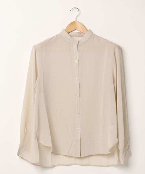 SpRay（スプレイ）の「バンドカラ－サイドスリットシャツ（シャツ/ブラウス・レディース・ホワイト/ブラック/ライトカーキ/グレイッシュベージュ・FREE）」の13枚目の写真