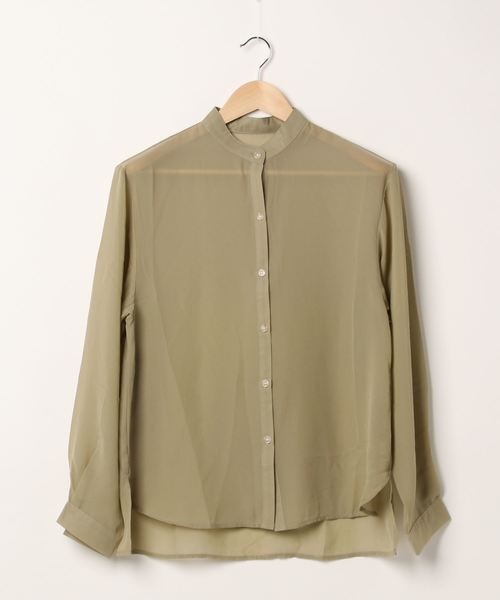 SpRay（スプレイ）の「バンドカラ－サイドスリットシャツ（シャツ/ブラウス・レディース・ホワイト/ブラック/ライトカーキ/グレイッシュベージュ・FREE）」の14枚目の写真