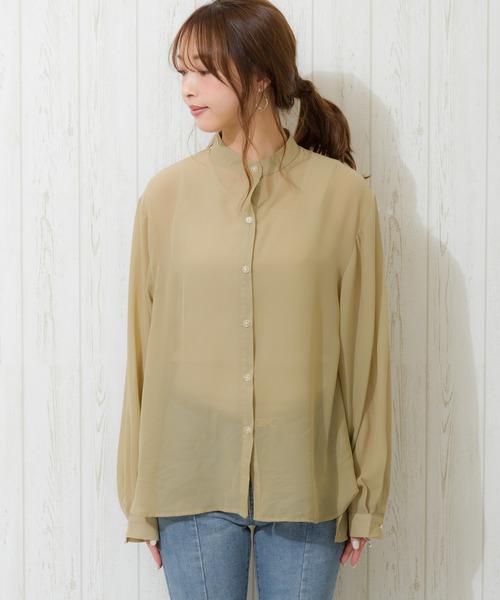 SpRay（スプレイ）の「バンドカラ－サイドスリットシャツ（シャツ/ブラウス・レディース・ホワイト/ブラック/ライトカーキ/グレイッシュベージュ・FREE）」の17枚目の写真