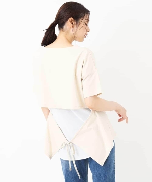 a.v.v（アーヴェヴェ）の「シャツドッキング裏毛プルオーバー（Tシャツ/カットソー・レディース・ベージュ/ミント・40/34/42/38/36）」の2枚目の写真
