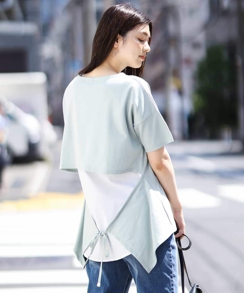 a.v.v（アーヴェヴェ）の「シャツドッキング裏毛プルオーバー（Tシャツ/カットソー・レディース・ベージュ/ミント・40/34/42/38/36）」の3枚目の写真