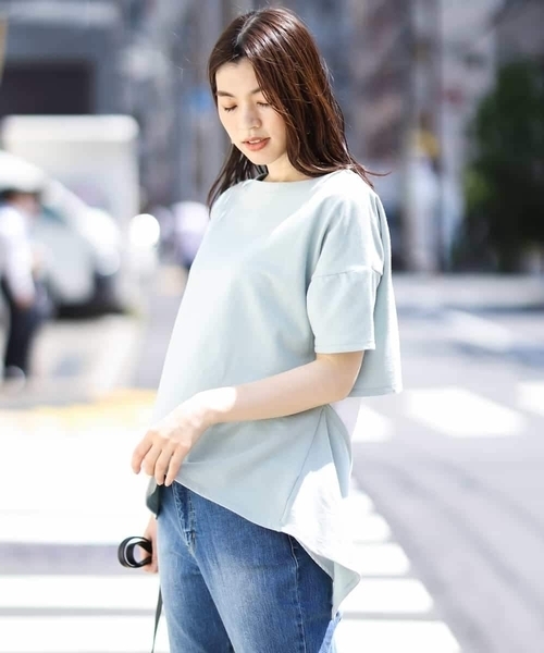 a.v.v（アーヴェヴェ）の「シャツドッキング裏毛プルオーバー（Tシャツ/カットソー・レディース・ベージュ/ミント・40/34/42/38/36）」の5枚目の写真
