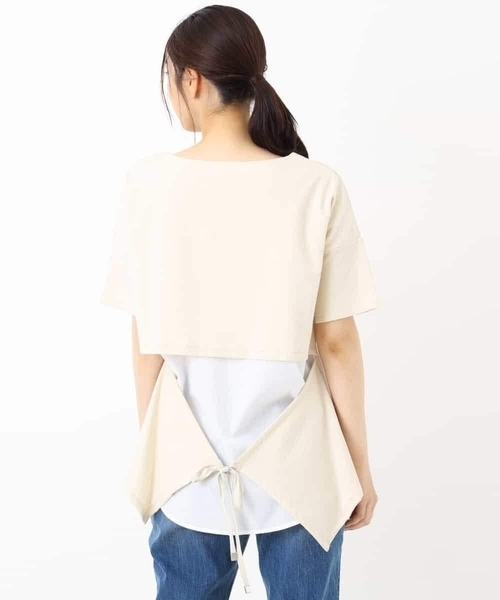 a.v.v（アーヴェヴェ）の「シャツドッキング裏毛プルオーバー（Tシャツ/カットソー・レディース・ベージュ/ミント・40/34/42/38/36）」の11枚目の写真