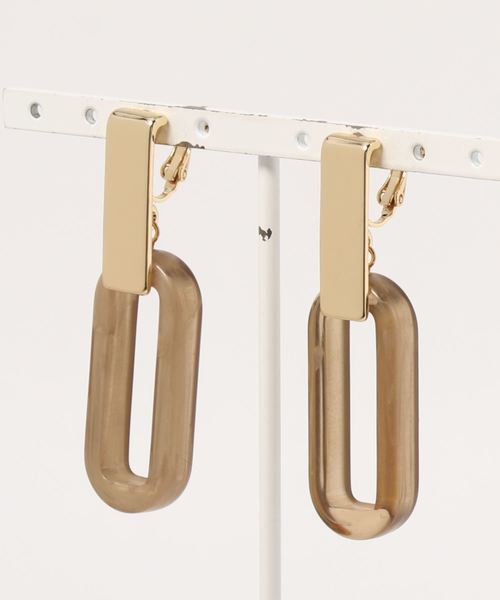 AMERICAN HOLIC（アメリカンホリック）の「オーバルアクリルイヤリング（イヤリング・レディース・ブラウン/グレー/イエロー・FREE）」の3枚目の写真