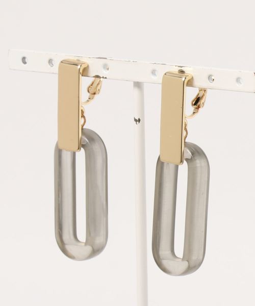 AMERICAN HOLIC（アメリカンホリック）の「オーバルアクリルイヤリング（イヤリング・レディース・ブラウン/グレー/イエロー・FREE）」の2枚目の写真