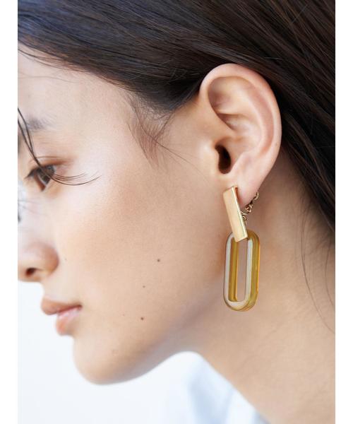 AMERICAN HOLIC（アメリカンホリック）の「オーバルアクリルイヤリング（イヤリング・レディース・ブラウン/グレー/イエロー・FREE）」の5枚目の写真