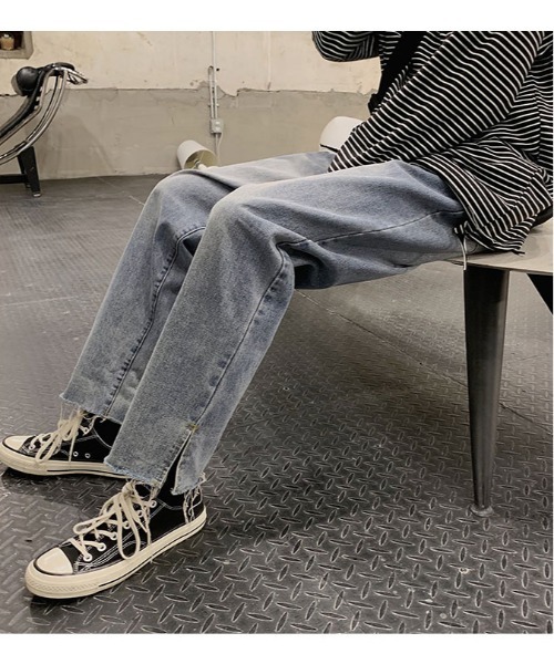 Ressaca（レサーカ）の「ヴィンテージ加工 スリットストレートデニムパンツ（デニムパンツ・メンズ・ライトブルー/インディゴブルー・L/XL/M）」の9枚目の写真