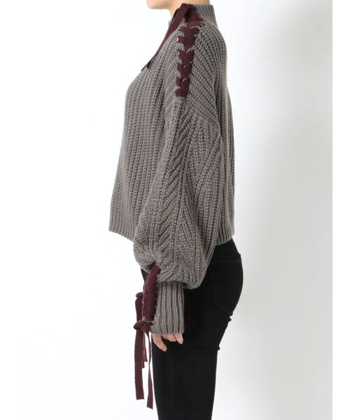 EMODA - 10/16 削除 EMODA ループドッキングニットトップ EMODA ループドッキングニットトップ（グレー） -ファッション