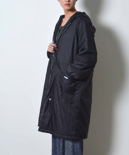 BARENA◇チェック柄リバーシブルナイロンミリタリーコート/46/ウール