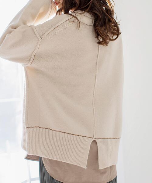 coen（コーエン）の「アウトリンキングクルーネックニットプルオーバー#（ニット/セーター・レディース・ナチュラル/ピンク/ライトグレー/ブラック/オリーブ・FREE）」の3枚目の写真