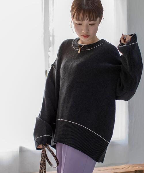 coen（コーエン）の「アウトリンキングクルーネックニットプルオーバー#（ニット/セーター・レディース・ナチュラル/ピンク/ライトグレー/ブラック/オリーブ・FREE）」の19枚目の写真