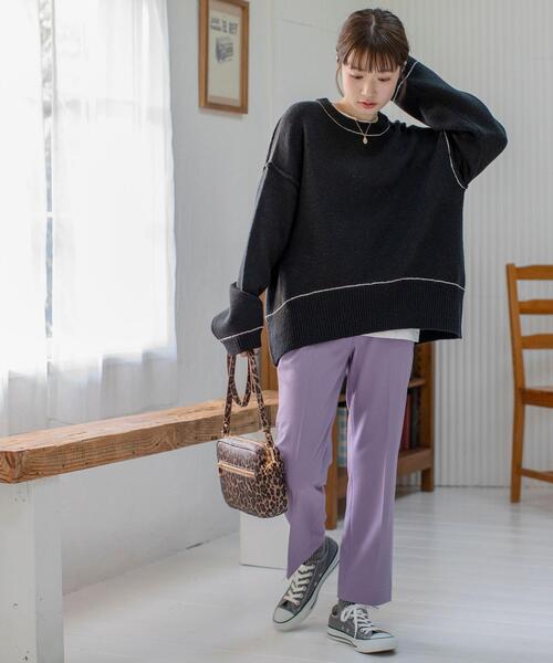 coen（コーエン）の「アウトリンキングクルーネックニットプルオーバー#（ニット/セーター・レディース・ナチュラル/ピンク/ライトグレー/ブラック/オリーブ・FREE）」の21枚目の写真