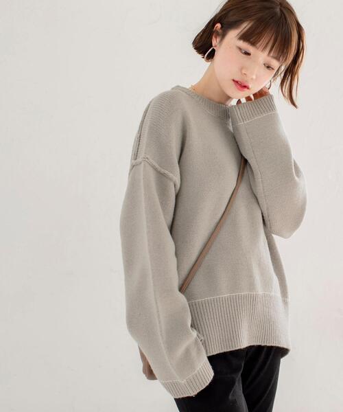 coen（コーエン）の「アウトリンキングクルーネックニットプルオーバー#（ニット/セーター・レディース・ナチュラル/ピンク/ライトグレー/ブラック/オリーブ・FREE）」の14枚目の写真