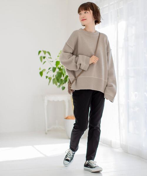 coen（コーエン）の「アウトリンキングクルーネックニットプルオーバー#（ニット/セーター・レディース・ナチュラル/ピンク/ライトグレー/ブラック/オリーブ・FREE）」の15枚目の写真