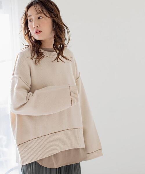 coen（コーエン）の「アウトリンキングクルーネックニットプルオーバー#（ニット/セーター・レディース・ナチュラル/ピンク/ライトグレー/ブラック/オリーブ・FREE）」の17枚目の写真