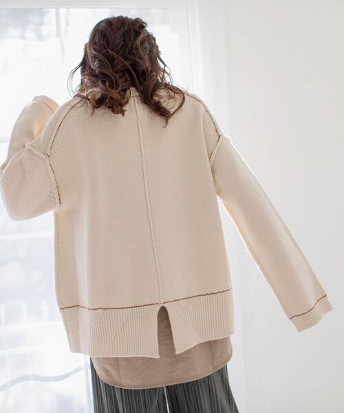 coen（コーエン）の「アウトリンキングクルーネックニットプルオーバー#（ニット/セーター・レディース・ナチュラル/ピンク/ライトグレー/ブラック/オリーブ・FREE）」の18枚目の写真