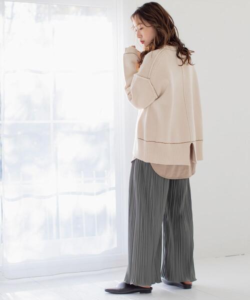 coen（コーエン）の「アウトリンキングクルーネックニットプルオーバー#（ニット/セーター・レディース・ナチュラル/ピンク/ライトグレー/ブラック/オリーブ・FREE）」の10枚目の写真