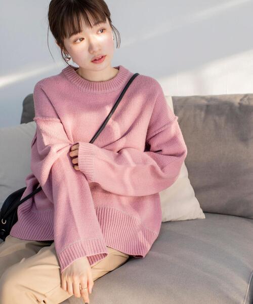 coen（コーエン）の「アウトリンキングクルーネックニットプルオーバー#（ニット/セーター・レディース・ナチュラル/ピンク/ライトグレー/ブラック/オリーブ・FREE）」の11枚目の写真