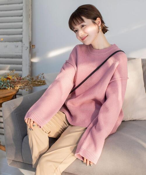 coen（コーエン）の「アウトリンキングクルーネックニットプルオーバー#（ニット/セーター・レディース・ナチュラル/ピンク/ライトグレー/ブラック/オリーブ・FREE）」の12枚目の写真