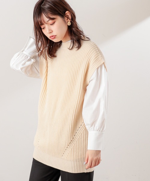 natural couture(ナチュラルクチュール)の「BACKレースアップゆるベスト(ベスト・レディース・アイボリー/ブラック/ベージュ・FREE)」の6枚目の写真