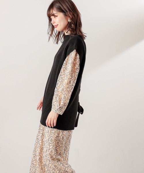 natural couture(ナチュラルクチュール)の「BACKレースアップゆるベスト(ベスト・レディース・アイボリー/ブラック/ベージュ・FREE)」の10枚目の写真