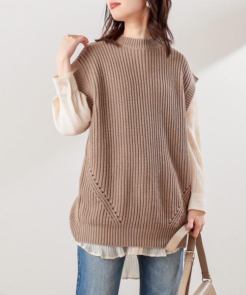 natural couture(ナチュラルクチュール)の「BACKレースアップゆるベスト(ベスト・レディース・アイボリー/ブラック/ベージュ・FREE)」の13枚目の写真