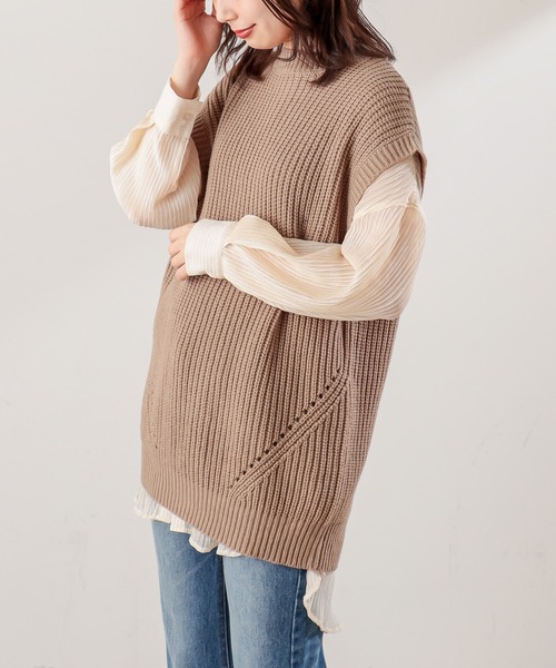 natural couture(ナチュラルクチュール)の「BACKレースアップゆるベスト(ベスト・レディース・アイボリー/ブラック/ベージュ・FREE)」の12枚目の写真