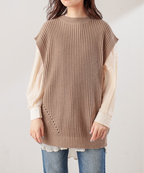 natural couture(ナチュラルクチュール)の「BACKレースアップゆるベスト(ベスト・レディース・アイボリー/ブラック/ベージュ・FREE)」の16枚目の写真