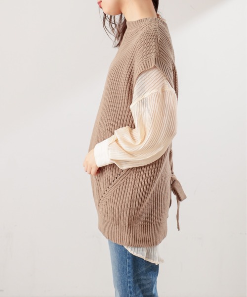 natural couture(ナチュラルクチュール)の「BACKレースアップゆるベスト(ベスト・レディース・アイボリー/ブラック/ベージュ・FREE)」の17枚目の写真