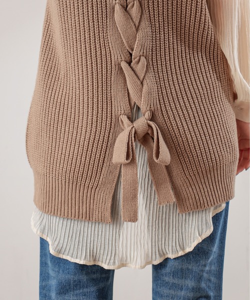 natural couture(ナチュラルクチュール)の「BACKレースアップゆるベスト(ベスト・レディース・アイボリー/ブラック/ベージュ・FREE)」の19枚目の写真