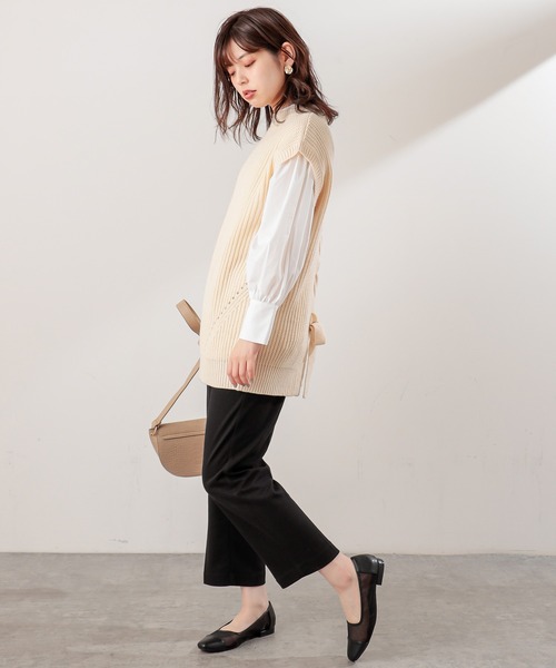 natural couture(ナチュラルクチュール)の「BACKレースアップゆるベスト(ベスト・レディース・アイボリー/ブラック/ベージュ・FREE)」の7枚目の写真