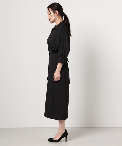 ABITOKYO（アビトーキョー）の「ボリューム袖ウエストタックシャツロングワンピース（ワンピース・レディース・ブラック/ベージュ/ダークグリーン/ブラウン/ブルーグレー/グレー/ボルドー/ネイビー・FREE）」の7枚目の写真