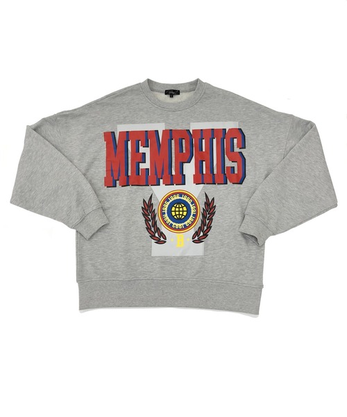 Beno（ビーノ）の「ライト裏毛 カレッジ ロゴ ルーズシルエット トレーナー 【MEMPHIS】（スウェット・メンズ・アイボリー/グレイッシュブルー/グレー・M/L）」の2枚目の写真