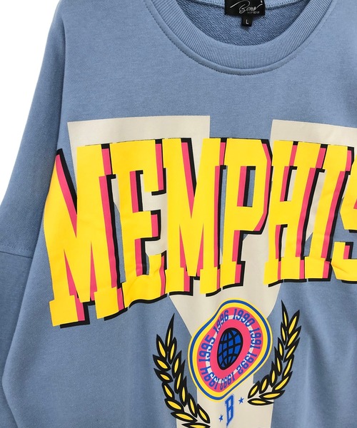Beno（ビーノ）の「ライト裏毛 カレッジ ロゴ ルーズシルエット トレーナー 【MEMPHIS】（スウェット・メンズ・アイボリー/グレイッシュブルー/グレー・M/L）」の10枚目の写真