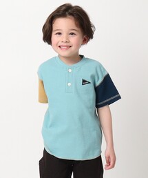 THE SHOP TK （ザ ショップ ティーケー ）の「◆ヘンリーネックプルオーバー/クレイジーパターン/無地ステッチ配色（Tシャツ/カットソー・キッズ）」