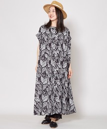 チャイハネ | 【チャイハネ】yul リーフ柄フレンチスリーブワンピース(ワンピース)