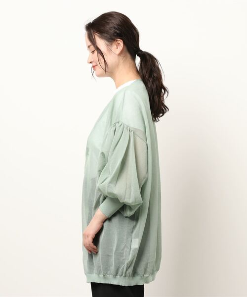 Child Woman ドットアンドストライプス チャイルドウーマン のファッション 60 Vis Ny天竺シースルーチュニックカーディガン カーディガン ボレロ Dot Stripes