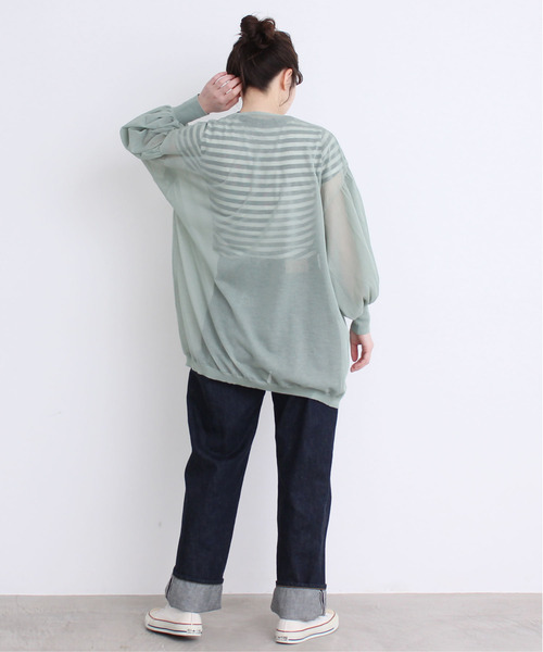 Child Woman ドットアンドストライプス チャイルドウーマン のファッション 60 Vis Ny天竺シースルーチュニックカーディガン カーディガン ボレロ Dot Stripes