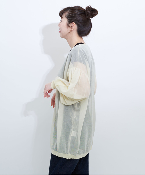 Child Woman ドットアンドストライプス チャイルドウーマン のファッション 60 Vis Ny天竺シースルーチュニックカーディガン カーディガン ボレロ Dot Stripes