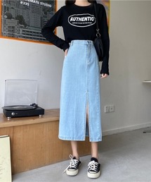 スリットデニムスカート
