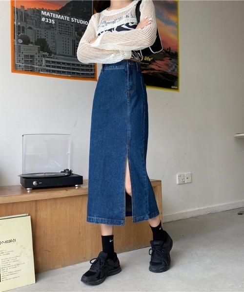 aimoha(アイモハ)の「スリットデニムスカート(デニムスカート・レディース・ブルー/ブラック/ネイビー/ブルー系その他・SMALL/MEDIUM/LARGE)」の8枚目の写真