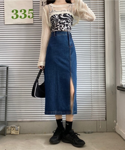 aimoha(アイモハ)の「スリットデニムスカート(デニムスカート・レディース・ブルー/ブラック/ネイビー/ブルー系その他・SMALL/MEDIUM/LARGE)」の9枚目の写真