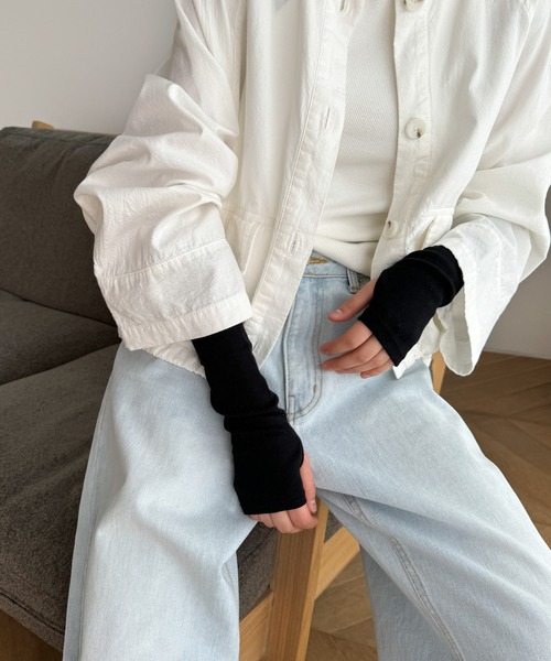 CANAL JEAN（キャナルジーン）の「harmonie -OrganicCotton-　フライスショート丈アームカバー（アームカバー・レディース・チャコールグレー/ブラック/グレー/オートミール・ONE SIZE）」の2枚目の写真